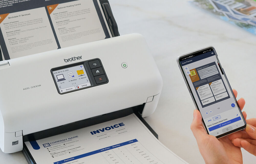 Brother ADS-3300W Wireless High-Speed Desktop Color Scanner
