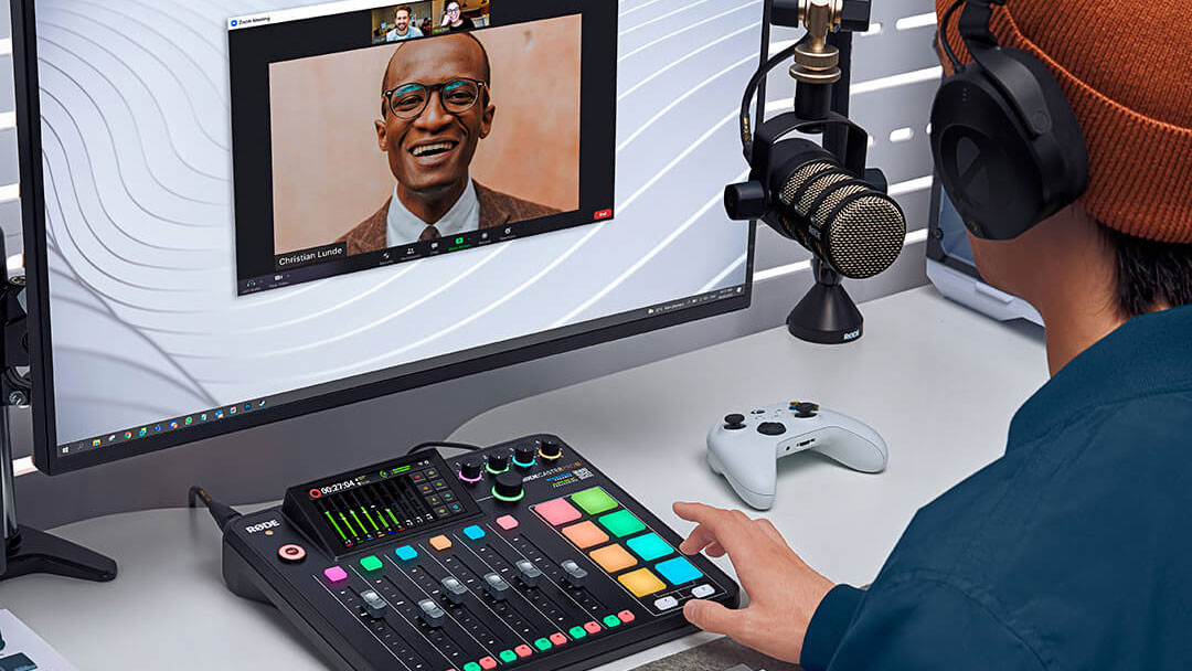 Young podcaster using RODE RODECaster Pro II