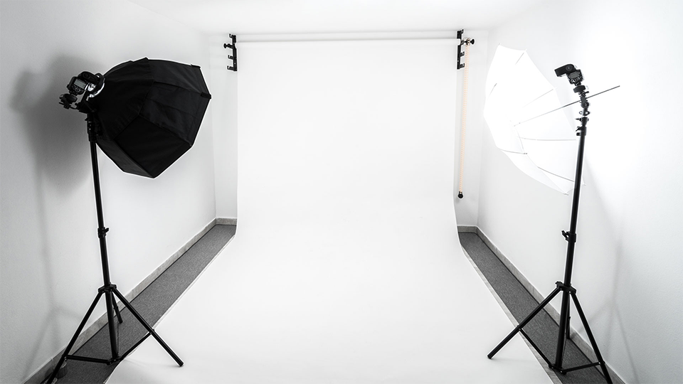 Ideally, you can allocate a space in your home to use as a studio so you don’t have to set everything up and tear it all down for each shoot.