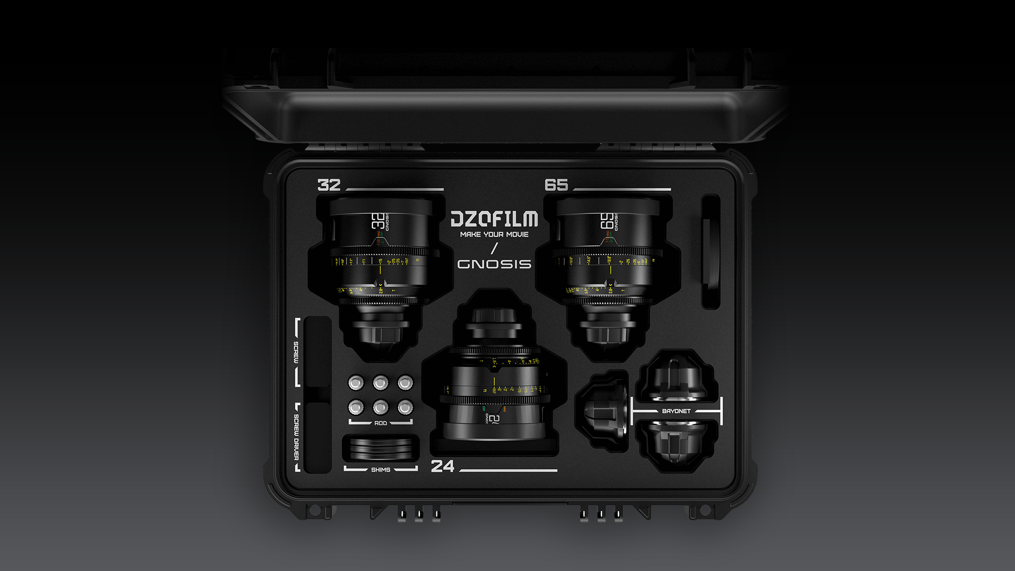 DZOFilm 24, 32, 65mm T2.8 Gnosis Macro Prime 3-Lens Kit
