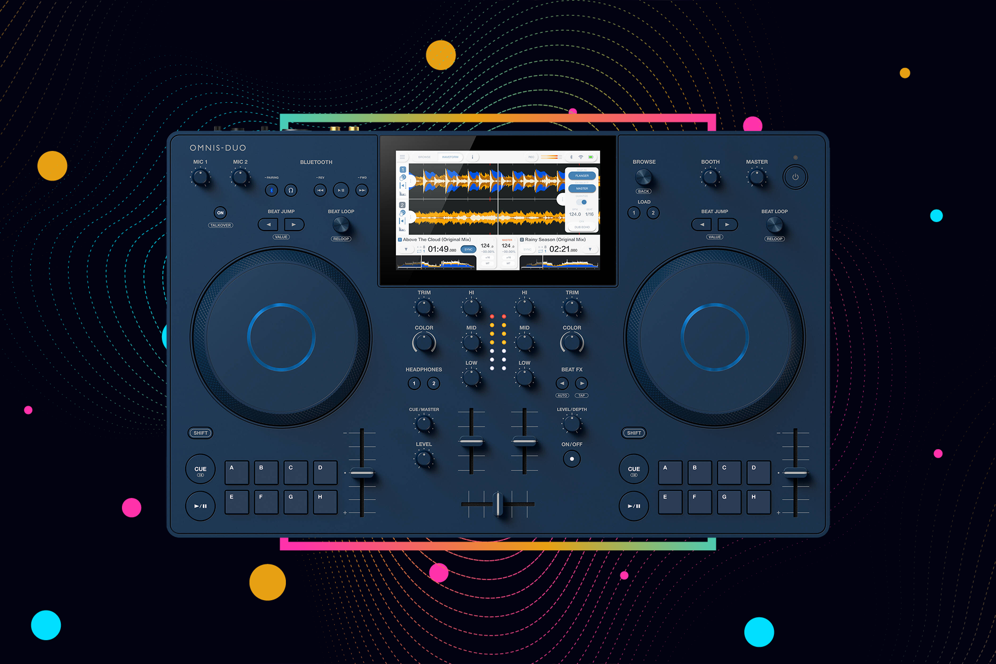 AlphaTheta OMNIS-DUO Portable Battery-Powered All-in-One DJ System with Bluetooth