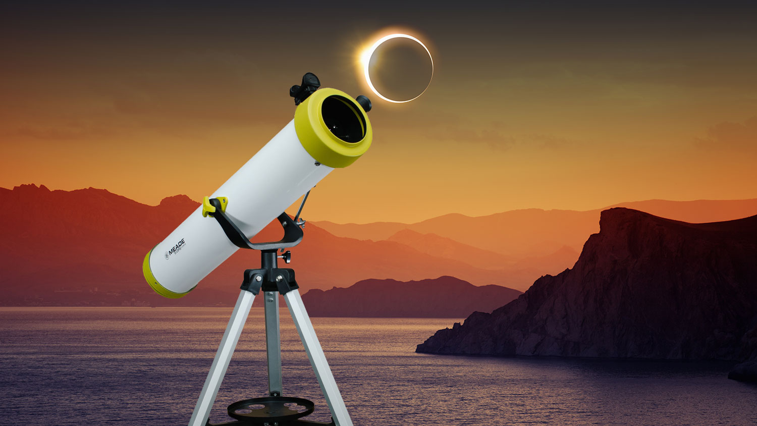 A telescope with solar filter attached.