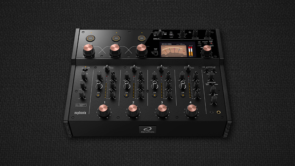 AlphaTheta Euphonia Professional 4-Channel Rotary Mixer displayed