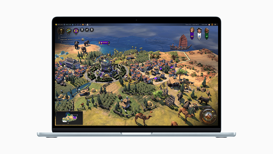 MacBook Air with the M4 chip increases performance for demanding games like Civilization VII
