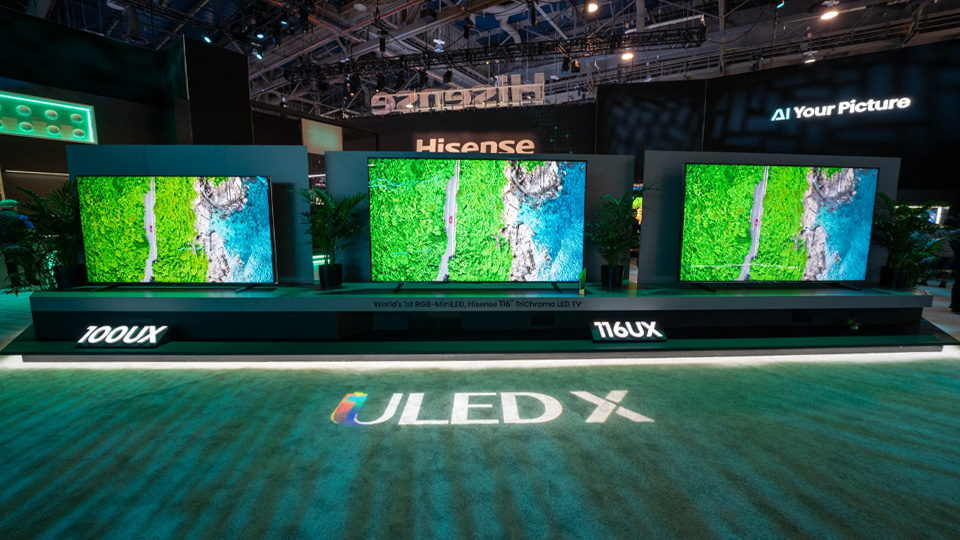 Hisense at CES 2025 various TV sizes