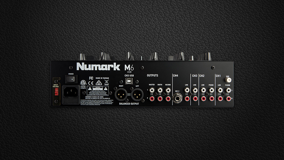 Numark M6 USB 4-Channel USB DJ Mixer USB connections