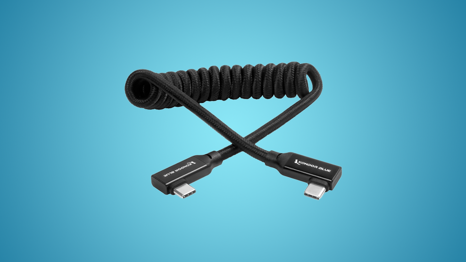 Kondor Blue 12 to 24" Coiled USB-C Right Angle Braided Cable