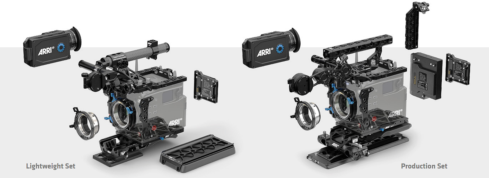 Arri Alexa 35 15mm LWS Lightweight Set (Left) and Alexa 35 19mm Studio Production Set (Right)