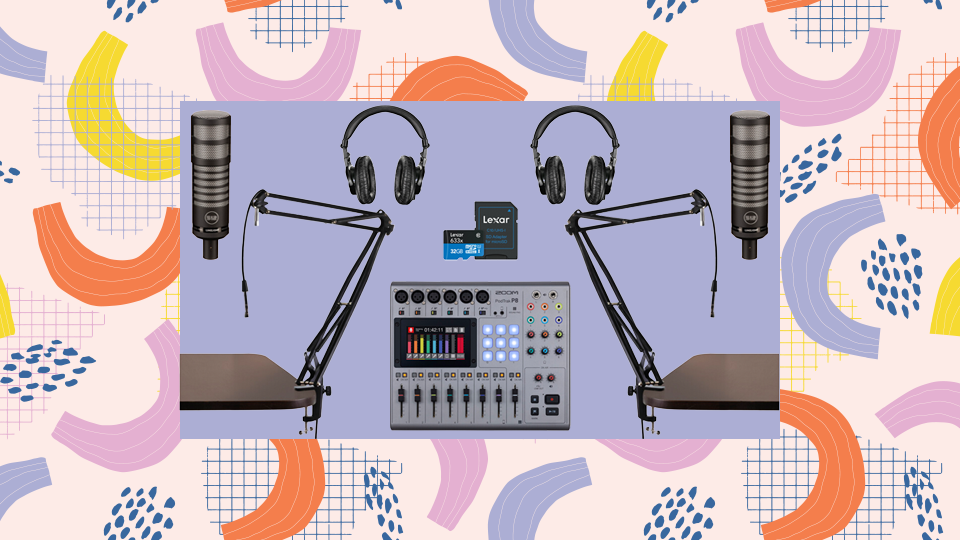 Zoom PodTrak P8 Two-Person Podcast Value Kit with Limelight Mics, Boom Arms, and Headphones